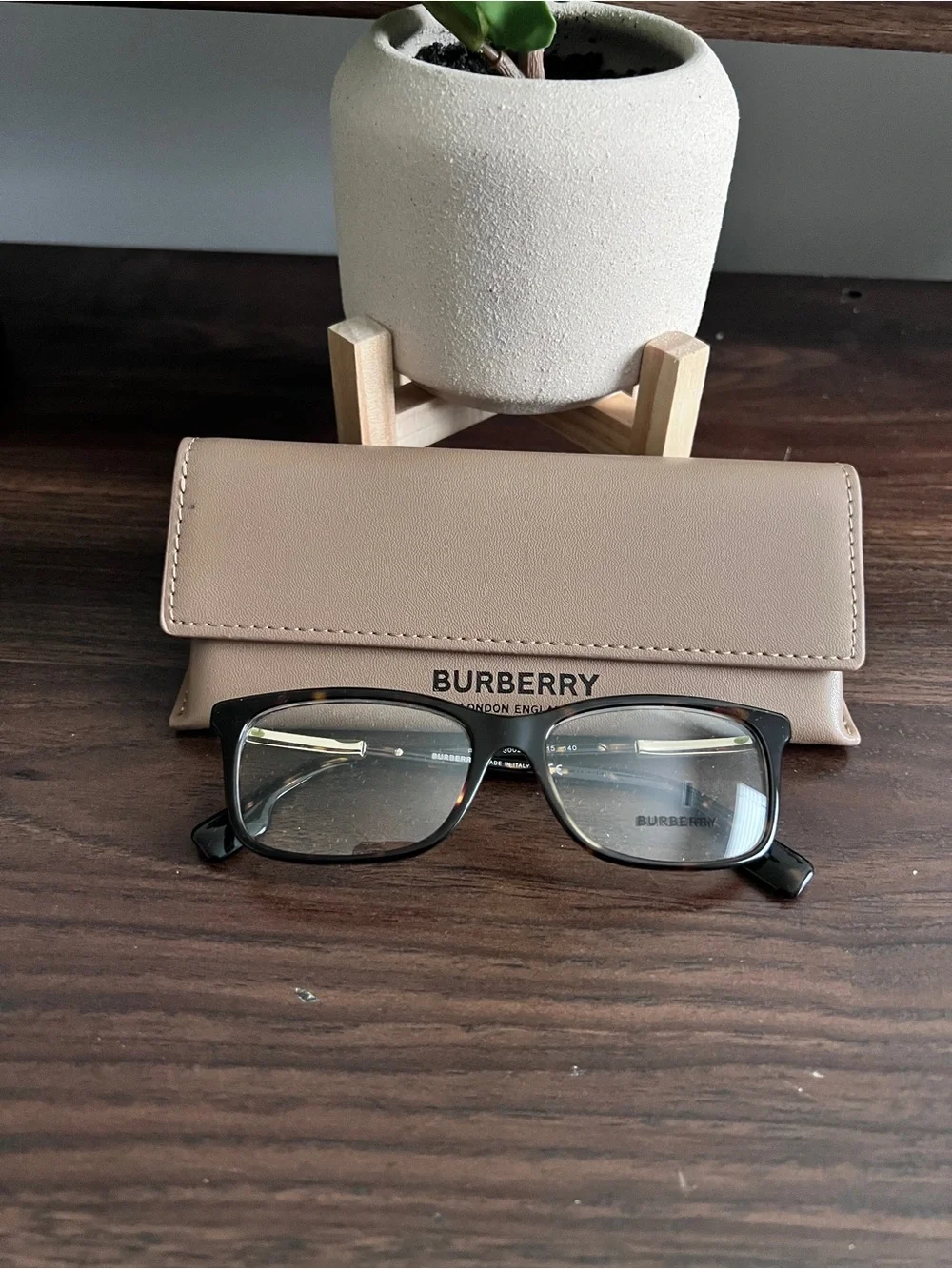 Burberry Brown Rectangular Eyeglasses with Beige Case